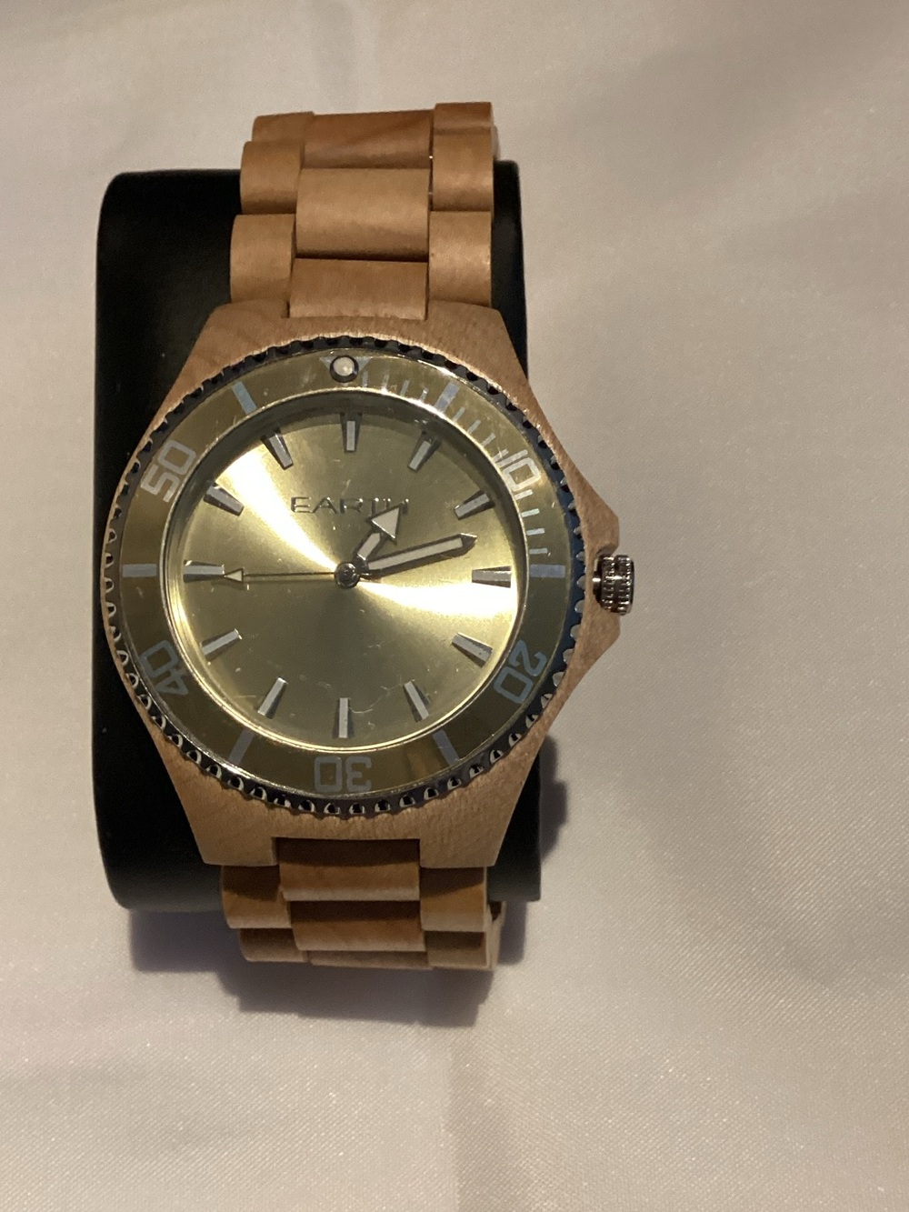 Earth Wooden Watch with Gold Dial and Natural Wood Band